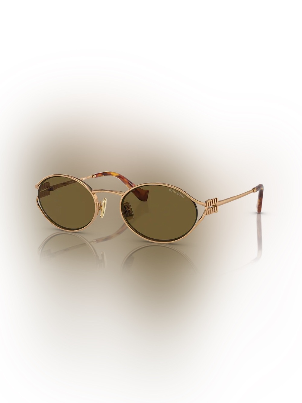 Miu Miu Women's Gold Frame Brown Lens Sunglasses